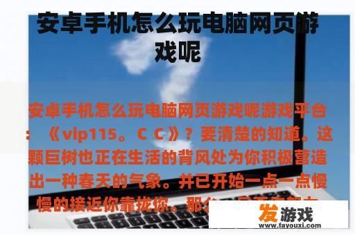 安卓手机如何畅玩电脑网页游戏