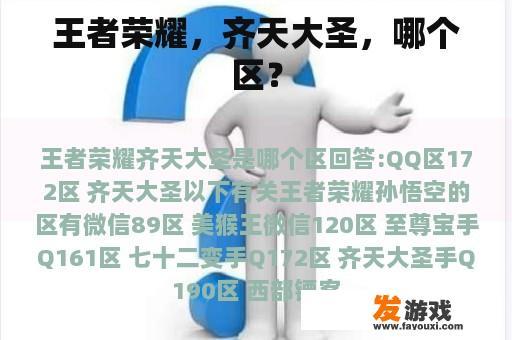 王者荣耀，齐天大圣，哪个区？