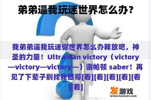 弟弟逼我玩迷世界怎么办？