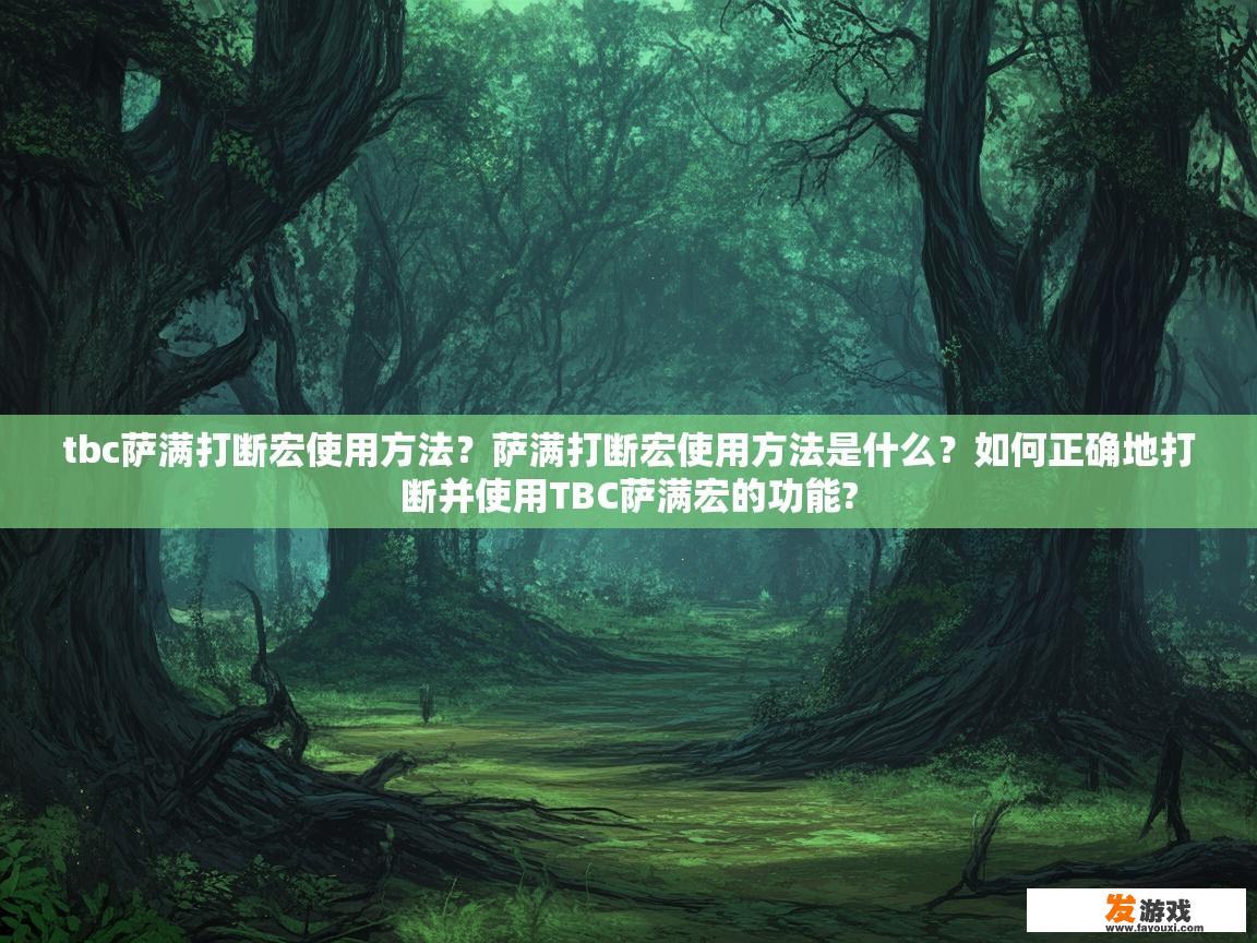 tbc萨满打断宏使用方法？萨满打断宏使用方法是什么？如何正确地打断并使用TBC萨满宏的功能?